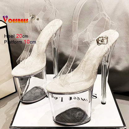 Women's Clear-Strap Platform Stiletto Sandals