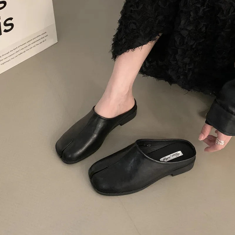 Bailamos Women Split Toe Slippers Round Toe Shallow Lazy Boat Slingback Mules Shoes Tabi Ninja Slip On Flats Soft Loafers Mujer