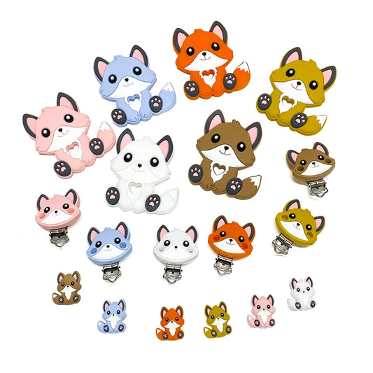 1/3/10pcs New Silicone Teether Cartoon  Squirrel Head Animal Food Grade DIY Baby Teething Teether Toy Accessories Ring