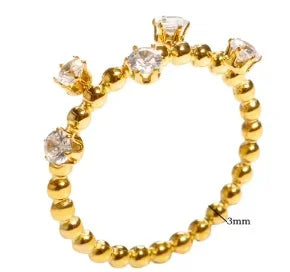 Crystal High End Non Tarnish Fashion Geometric Open Gold Plated Stainless Steel Rings for Women Wedding Ring Jewelry