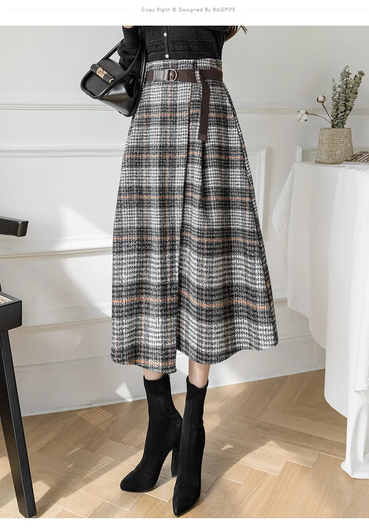 Women's Plaid Pleated A-Line Skirt