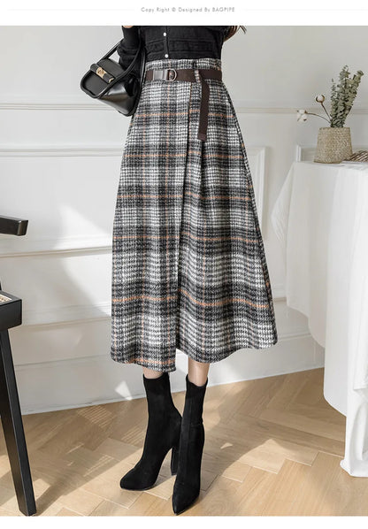 Women's Plaid Pleated A-Line Skirt