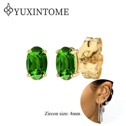 925 Sterling Silver Ear needles Crystal Zircon Small studs Earrings for Women gold-plated round Piercing Earrings New in 2022