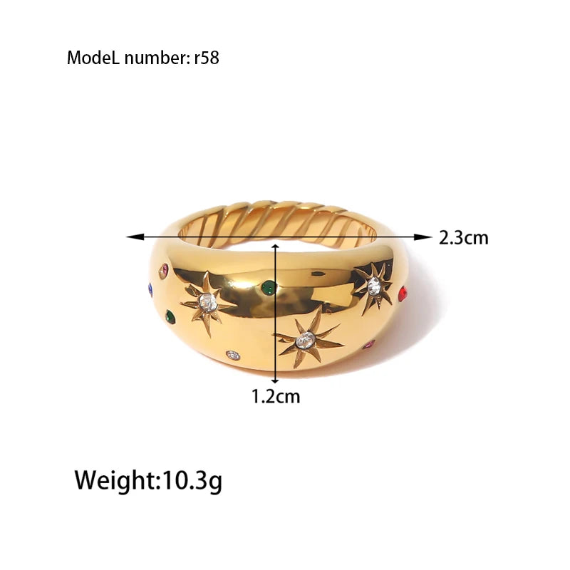 2026 Simple Stainless Steel Rings For Women Gold Color Smooth Geometric Open Rings Arc Rings Diamonds Jewellery Ring Gift
