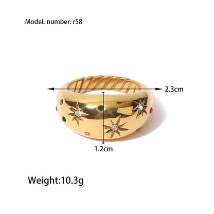 2026 Simple Stainless Steel Rings For Women Gold Color Smooth Geometric Open Rings Arc Rings Diamonds Jewellery Ring Gift