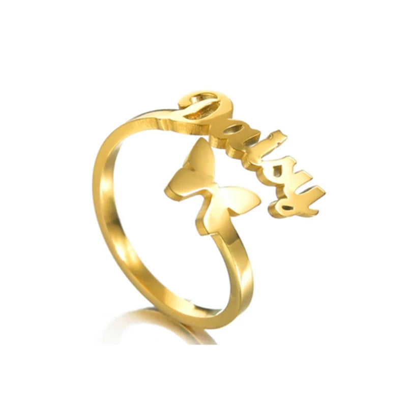 Treebud Custom Name Rings for Women Men Stainless Steel Personalized Nameplate Adjustable Ring Jewelry Gifts Dropshipping