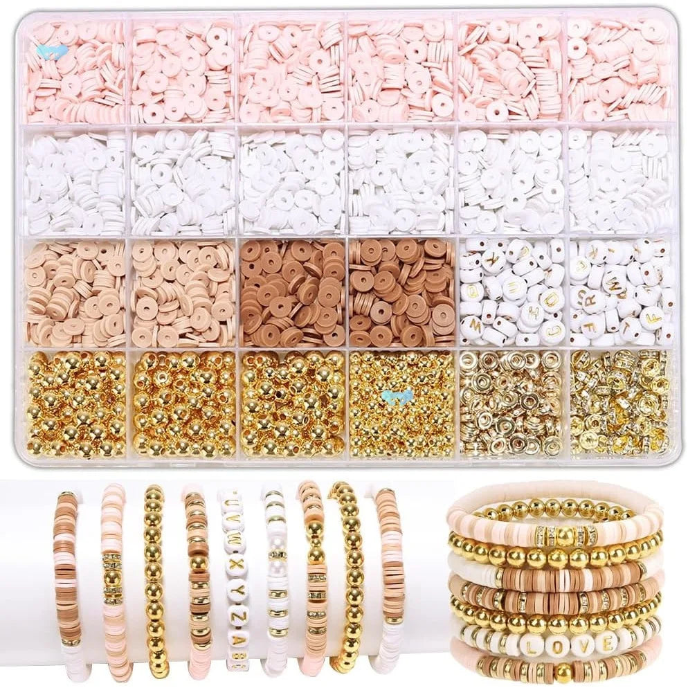 1900+PCS DIY Clay Beads Bracelet Making Kit - Friendship Jewelry with Golden Letter Beads for Women & - Perfect Birthday Gifts