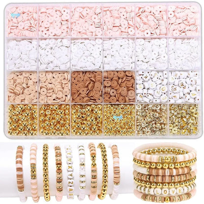 1900+PCS DIY Clay Beads Bracelet Making Kit - Friendship Jewelry with Golden Letter Beads for Women & - Perfect Birthday Gifts