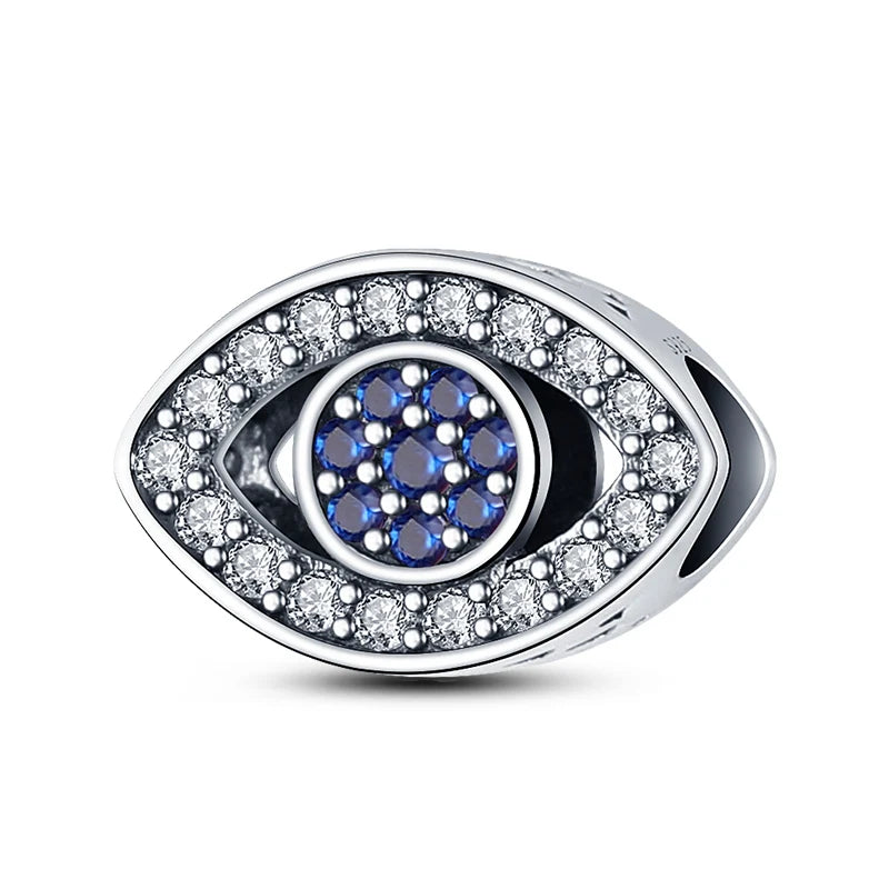 100% Real 925 Silver Classic Devil's Eye Charms Beads For Women Fit Original Qikaola Bracelets Fine DIY Jewelry Making