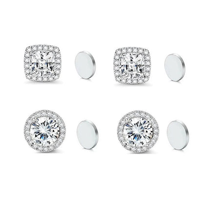 ZAKOL New 1 Pair Buling Cubic Zirconia Stainless Steel Magnetic Ear Clip Simple Fashion No Piercing Stud Earrings for Women Men