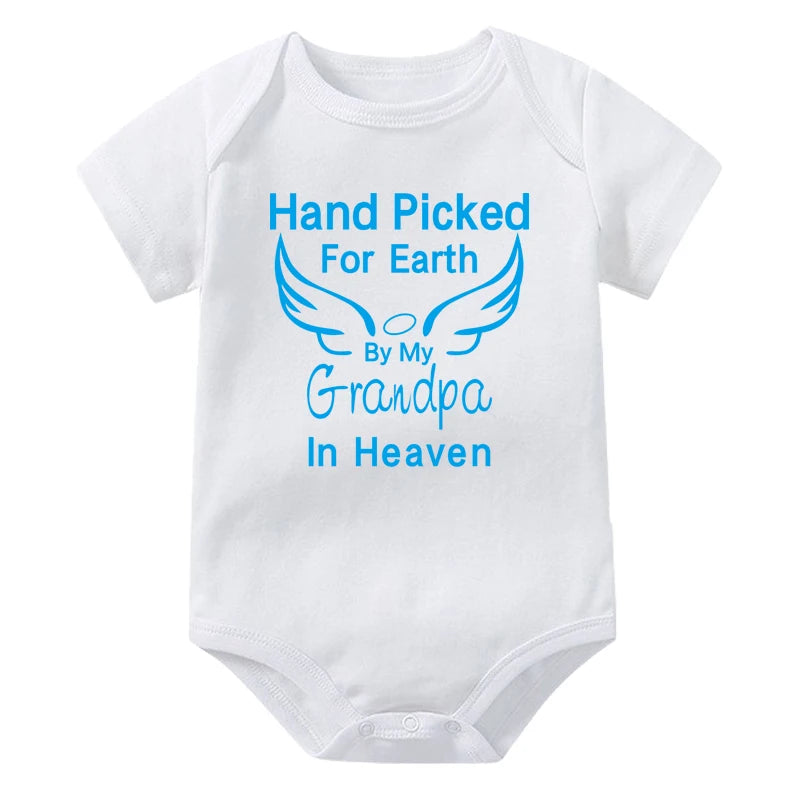 Hand Picked for Earth By My Grandpa/grandma In Heaven Baby Bodysuit Romper Summer Short Sleeve Jumpsuit Ropa