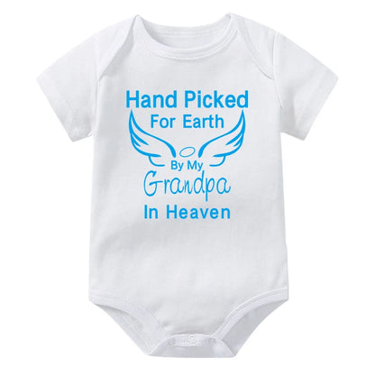 Hand Picked for Earth By My Grandpa/grandma In Heaven Baby Bodysuit Romper Summer Short Sleeve Jumpsuit Ropa