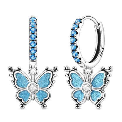 Original 925 Sterling Silver Hoop Earrings Women's Fashion Jewelry Butterfly Iris Lily of the Valley Tulip Flower Luxury Earring