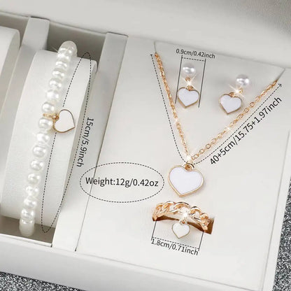 6PCS/Set Fashion Women Watches Casual Leather Strap Roma Dial Quartz Wristwatch Pearls Jewelry Set Reloj Mujer（Without Box）