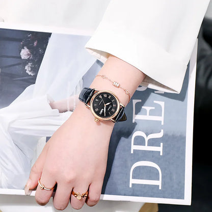 Stainless Steel Roman Dial Day-Date Luminous Waterproof Self-Wind Automatic Mechanical Watch for Women