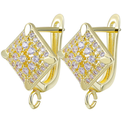 Juya Handmade 18K Real Gold Plated Earwire Fasteners Earring Hooks Accessories For DIY Women's Anti-Allergy Earrings Making