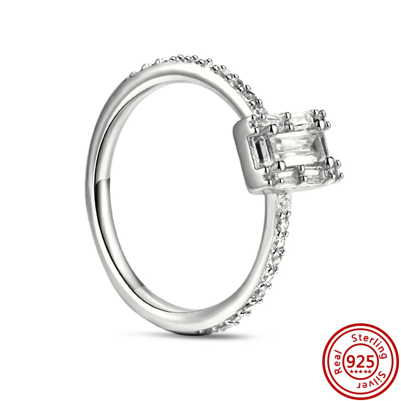 New 925 Sterling Silver Shiny Classic Square Crown Heart-shaped Ring Exquisite Luxury Charm Jewelry Holiday Surprise Gifts