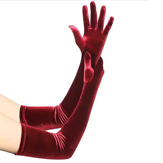 Women's Long Velvet-Look Evening Gloves