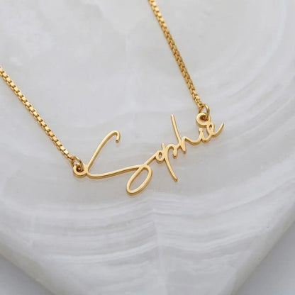 Custom Name Necklace with Box Chain Stainless Steel Dainty Signature Name Necklace Gift for Her Mother's Day Gift