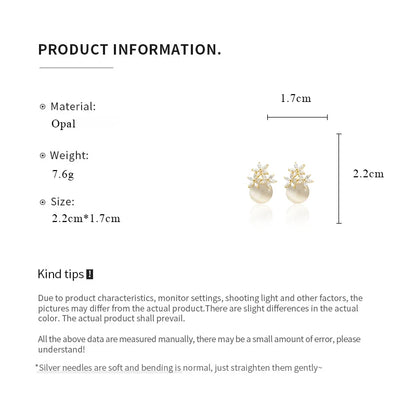 Flower Rhinestones Opal Stud Earrings for Women Small Exquisite Sweet Advanced Earring Charms Jewelry Gifts Wholesale C