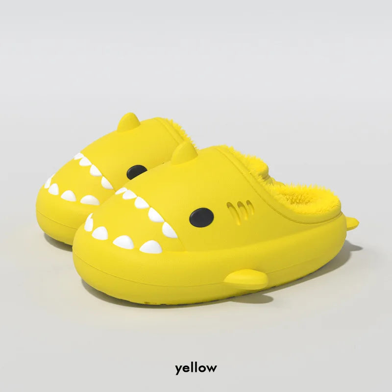 Litfun Fuzzy Shark Slippers For Women Men Winter Indoor Plush Cartoon Cotton Shoes New Outdoor Adults Kids Waterproof Furry Shoe