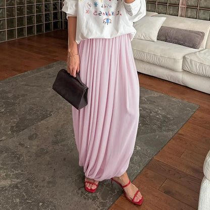 Women 2026 Summer New Hot Selling Flowy Chiffon Long Maxi Skirt Design Elegant Fashion Draped Asymmetrical Commute Office Trendy