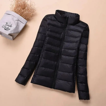 Autumn Winter New Parkas Down Coat Women's Short Stand-UP Collar Hooded Warm Cotton Padded Jacket Large Size Outcoat Female Tops