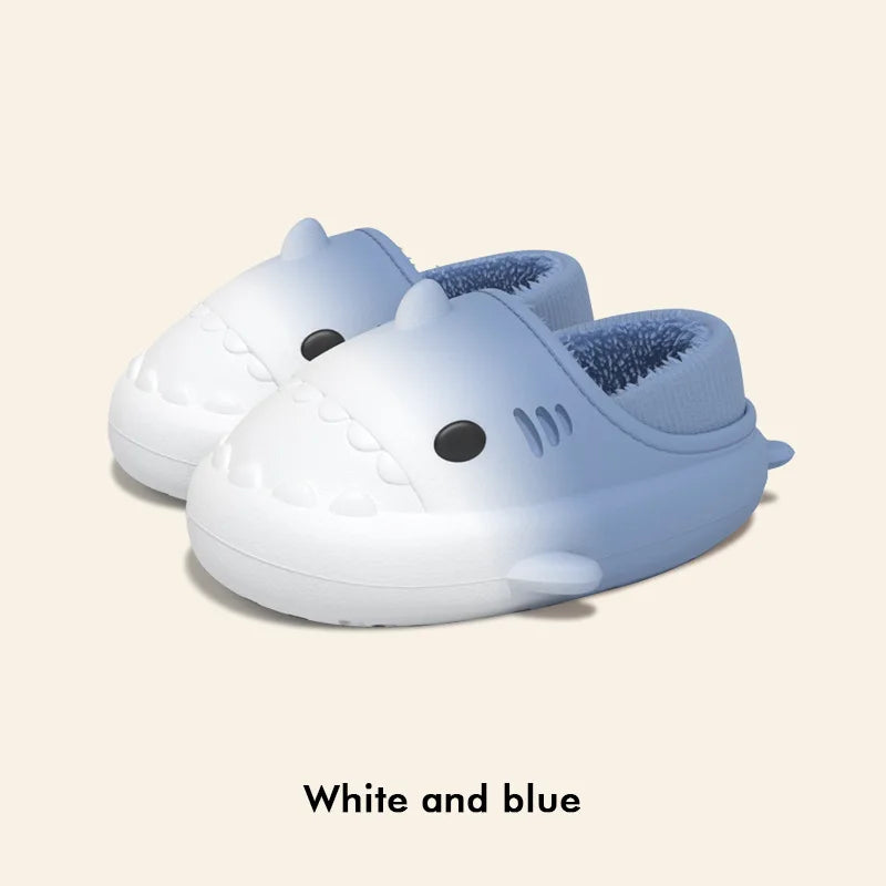 Litfun Fuzzy Shark Slippers For Women Men Winter Indoor Plush Cartoon Cotton Shoes New Outdoor Adults Kids Waterproof Furry Shoe