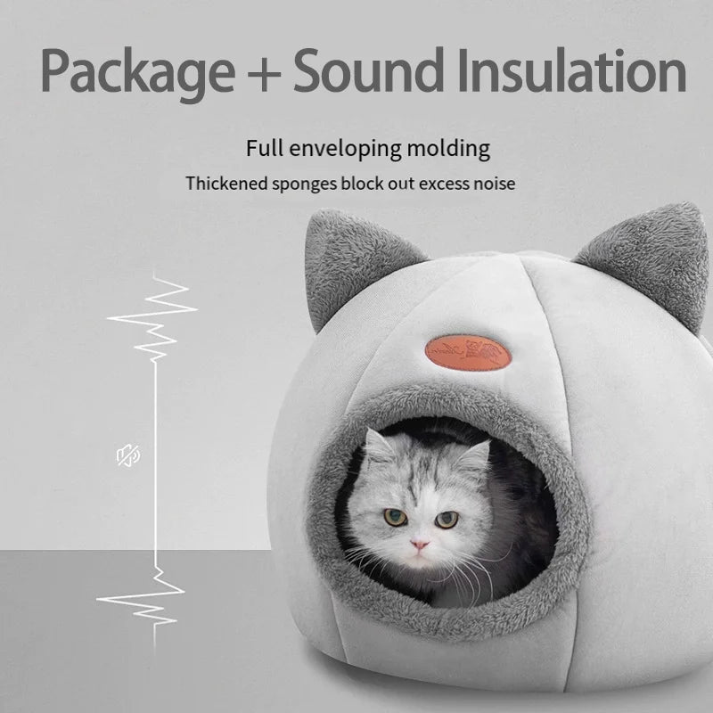 Cat Bed for Keeping Warm and Windproof in Winter with No Shedding of Fur Machine Washable Semi Enclosed Suitable for Indoor Use