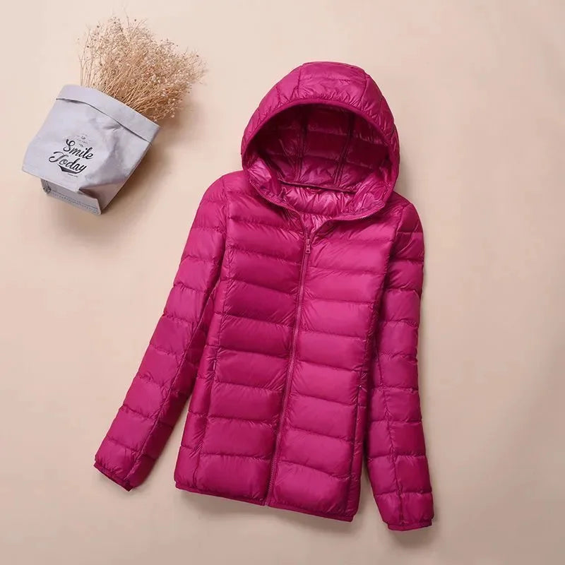 Autumn Winter New Parkas Down Coat Women's Short Stand-UP Collar Hooded Warm Cotton Padded Jacket Large Size Outcoat Female Tops