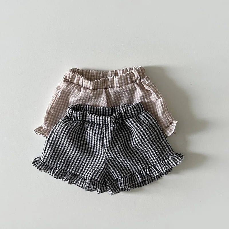 MILANCEL 2024 Summer Baby Lattice Clothing Set Toddler check Tee and Shorts 2Pcs Girls Outwear Suits