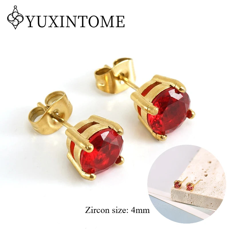 925 Sterling Silver Ear needles Crystal Zircon Small studs Earrings for Women gold-plated round Piercing Earrings New in 2022