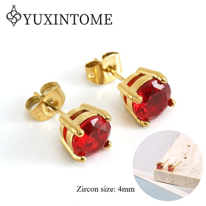 925 Sterling Silver Ear needles Crystal Zircon Small studs Earrings for Women gold-plated round Piercing Earrings New in 2022