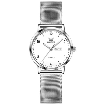 OLEVS Women's Watches for Ladies Female Wrist Watch Leather Band Waterproof Thin Minimalist Casual Simple Dress Analog Quartz