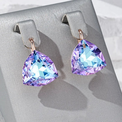 Wbmqda Big Colorful Stone Women's Frop Earrings 585 Rose Gold Color Unique Jewelry Accessories