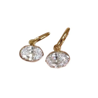 Fresh elegant simple earring Drape high-end fashion oval diamond pendant earrings for women suitable for daily jewelry gifts