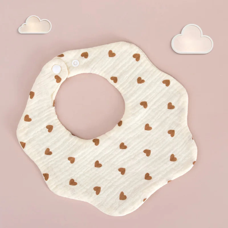 Baby Gauze Bibs Pure Cotton Class A Saliva Towel Milk Spilt Prevent Grass and Wood Dyed 360 Degrees Newborn Bib