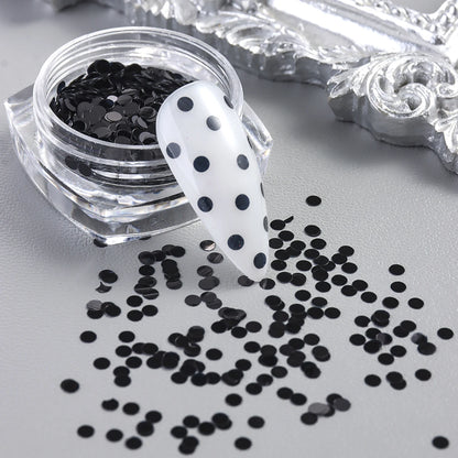 Black and White Polka Dot Glitter Nail Art Accessories, Retro Floral Patchwork Glitter Nail Art, DIY Versatile Round Dot Glitter