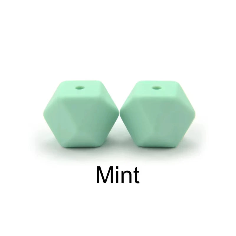 LOFCA 10pcs 14mm/ 17mm Hexagon Silicone Beads  For Jewelry Making Bulk DIY Necklace Pacifier Chain  Popular Jewelry Accessories