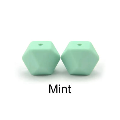 LOFCA 10pcs 14mm/ 17mm Hexagon Silicone Beads  For Jewelry Making Bulk DIY Necklace Pacifier Chain  Popular Jewelry Accessories