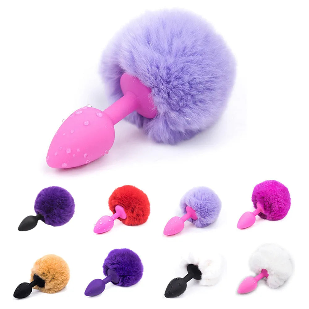 Multicolor Bunny Tail Butt Plug Soft Silicone Anal Plug Indeed Explore Ass Stimulate Roleplay Cosplay Props for Women Men Adults