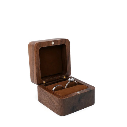 Black Walnut Solid Ring Box Single Double Ring Box Earrings Box Cufflinks Box Vintage Wooden Ring Box Exquisite Gift Box