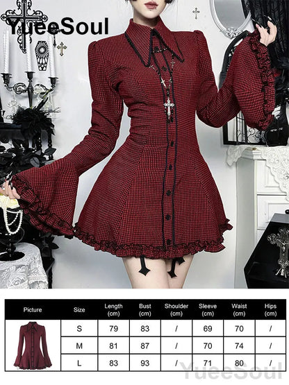 Halloween Gothic Grunge Punk Women Dress Long Sleeve Lace Slim Black Dresses 2026 New Y2K Harajuku Lolita Fairy Core Party Dress