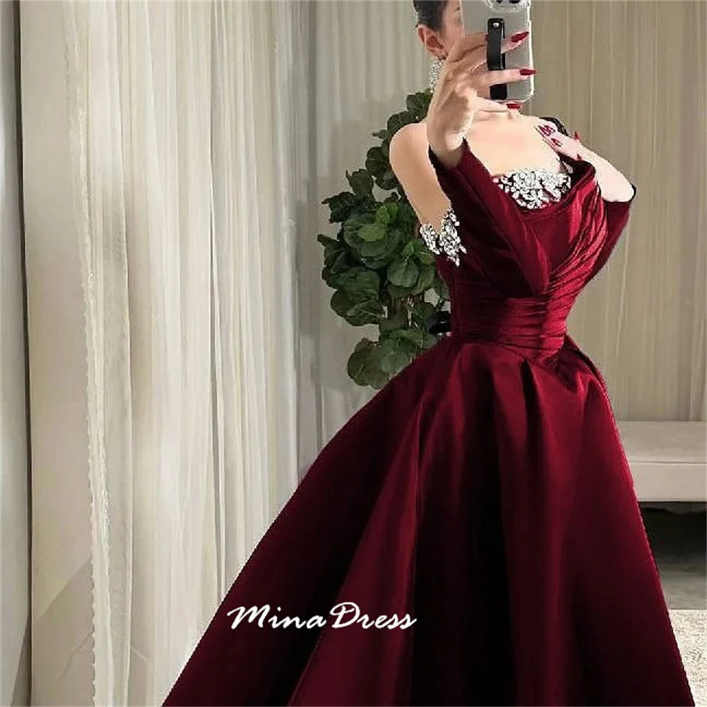 Mina Customized Elegant Satin Women's Evening Gown Elegant Dresses for Women Gala Party Dress Luxurious Simple Evening Wear Prom