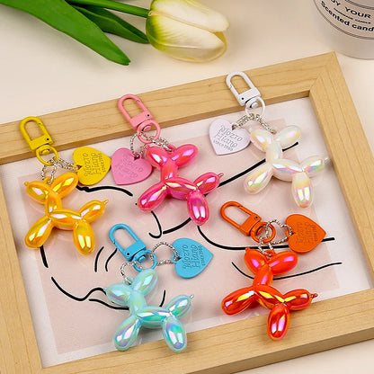 Cute Acrylic Cartoon Balloon Dog Keychains For Women Girls Bag Pendant Car Key Chains Fashion Jewelry Gift Decoration Accessory