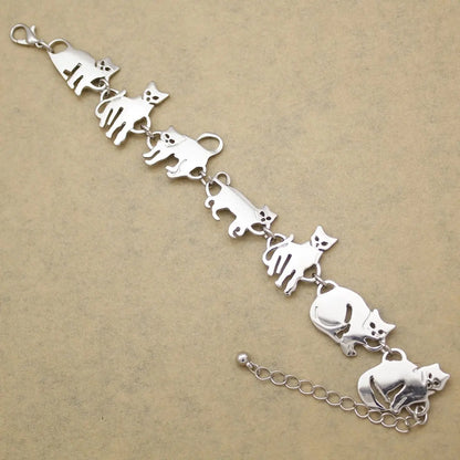 Clearance_Cat Pendant Charm Chain Link Bracelets For Women Cowgirl Cuff Bangles Fashion Jewelry Egyptian Bastet Pulseira Accesso