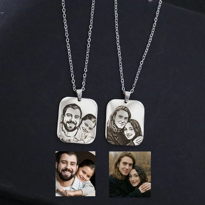 10*20mm Custom Engraved Photo Pendant Necklace For Man Woman Stainless Steel Personalized Image Portrait Couples Necklace Gift