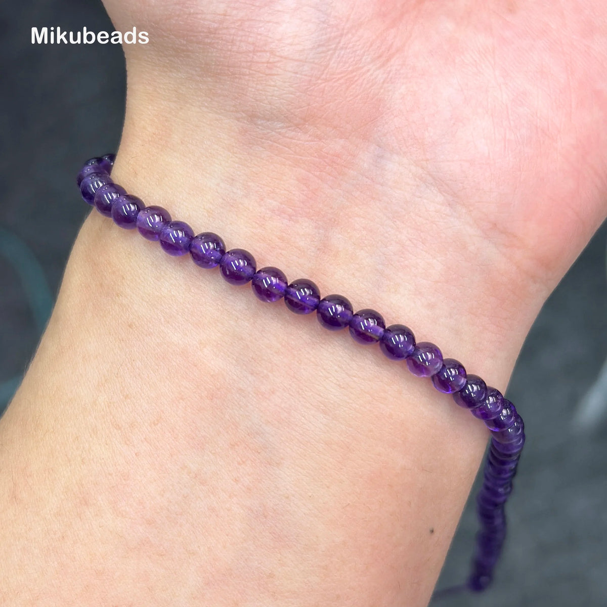 Wholesal Natural 4mm 3A Amethyst Quartz Crystal Smooth Round Stone Loose Beads For Making Jewelry DIY Necklace Strand 15"