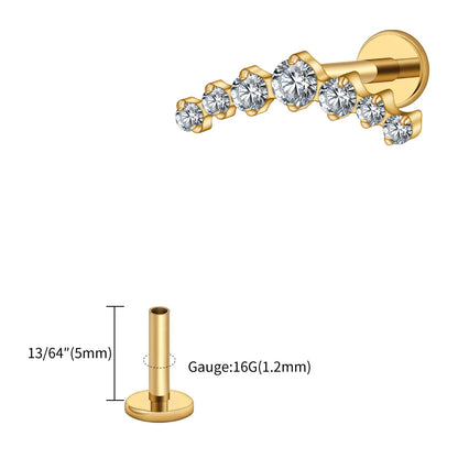 Right Grand ASTM F136 Titanium 16G CZ Cluster Climber Stud Earring Labret Helix Tragus Cartilage Stud Flatback Piercing