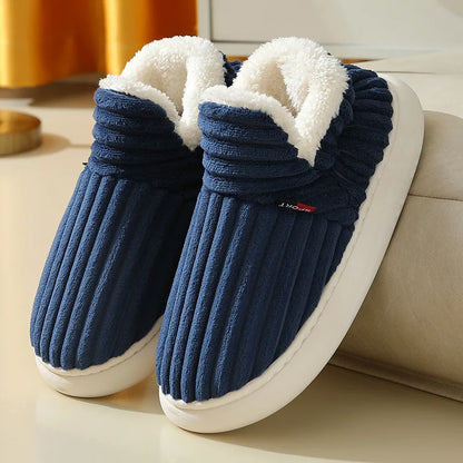 Smile PoP Winter Plush Men Cotton Shoes Warm Plush Men House Slippers Outdoor Soft Non Slip Women's Shoes Casual Furry Men Shoes